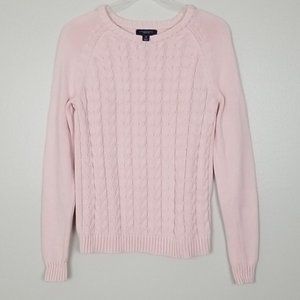 Land's end drifter pink cable knit sweater